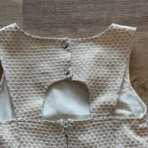 Cream With Metallic Gold Thread Sleeveless Kids Dress